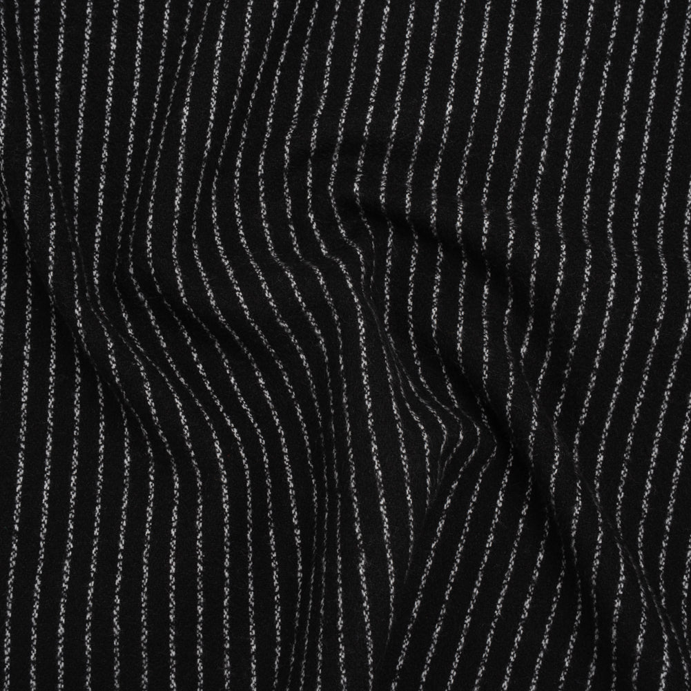 Yarn-Dyed Cotton Flannel - White on Black Chalk Stripes