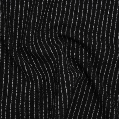 Yarn-Dyed Cotton Flannel - White on Black Chalk Stripes