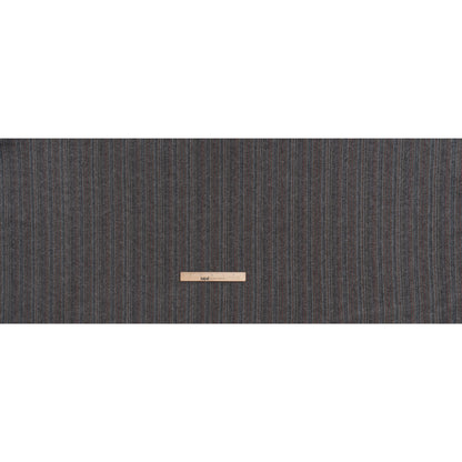 Yarn-Dyed Cotton Twill Flannel - Gray, Sky Blue and Red Pinstripes - Deadstock