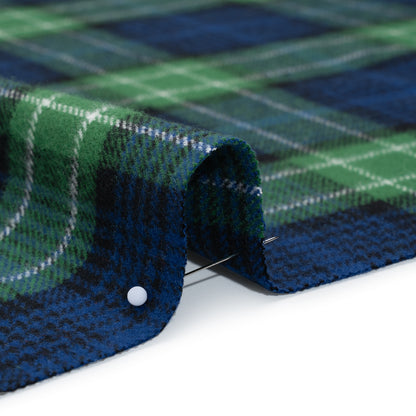 Yarn-Dyed Cotton Twill Flannel - Blue, Green and Black Plaid - Deadstock Detail