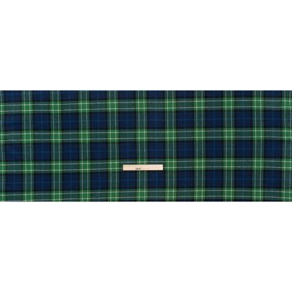 Yarn-Dyed Cotton Twill Flannel - Blue, Green and Black Plaid - Deadstock Full
