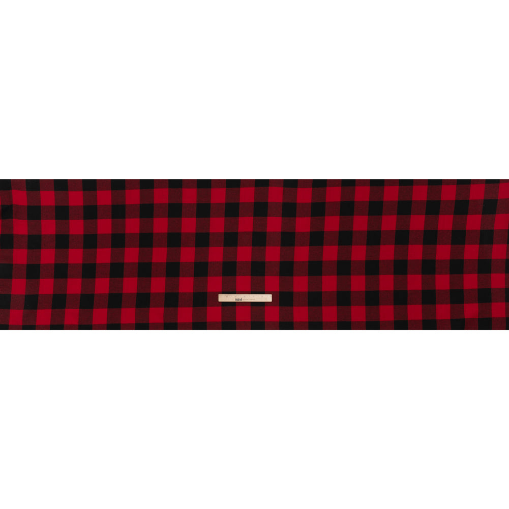 Yarn-Dyed Lightweight Cotton Twill Flannel - Red and Black Buffalo Check - Deadstock Full