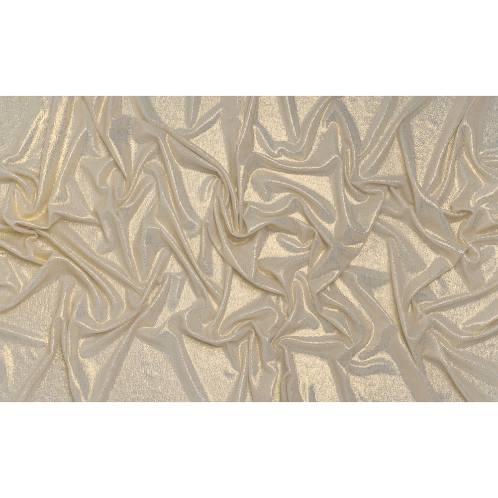 Metallic Foiled Uneven Stretch Rib Knit - Gold on Ivory - Estelle Collection - Full