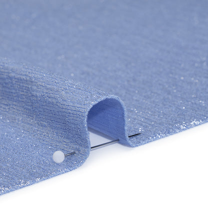 Metallic Foiled Uneven Stretch Rib Knit - Silver on Sky Blue - Estelle Collection Detail