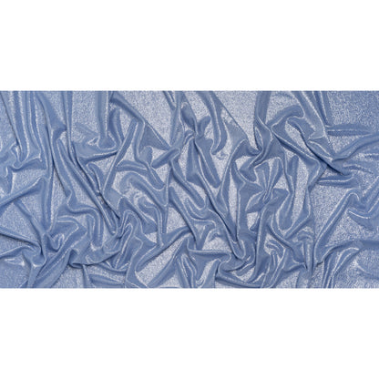 Metallic Foiled Uneven Stretch Rib Knit - Silver on Sky Blue - Estelle Collection Full