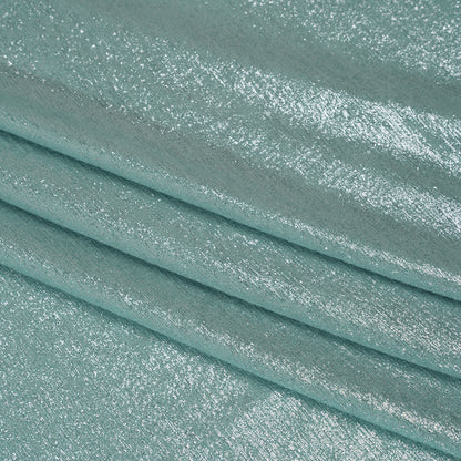 Metallic Foiled Uneven Stretch Rib Knit - Silver on Mint - Estelle Collection Folded