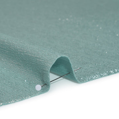 Metallic Foiled Uneven Stretch Rib Knit - Silver on Mint - Estelle Collection Detail