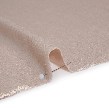 Metallic Foiled Uneven Stretch Rib Knit - Silver on Peach - Estelle Collection