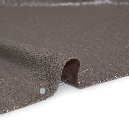 Metallic Foiled Uneven Stretch Rib Knit - Silver on Taupe - Estelle Collection