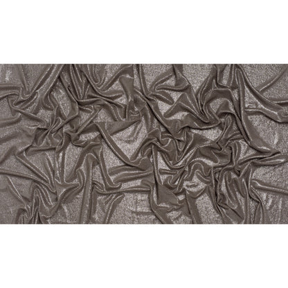 Metallic Foiled Uneven Stretch Rib Knit - Silver on Taupe - Estelle Collection