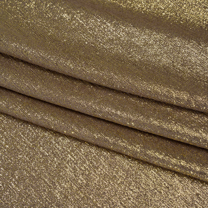 Metallic Foiled Uneven Stretch Rib Knit - Gold on Taupe - Estelle Collection