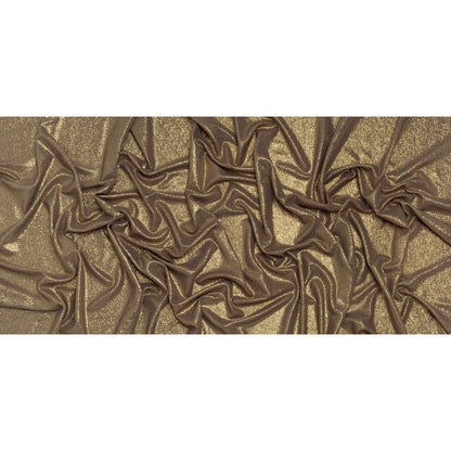 Metallic Foiled Uneven Stretch Rib Knit - Gold on Taupe - Estelle Collection