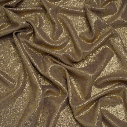 Metallic Foiled Uneven Stretch Rib Knit - Gold on Taupe - Estelle Collection