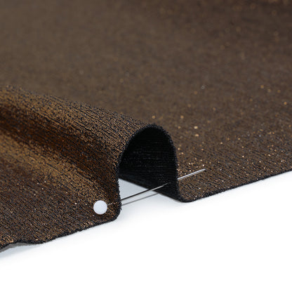 Metallic Foiled Uneven Stretch Rib Knit - Rose Gold on Black - Estelle Collection Detail