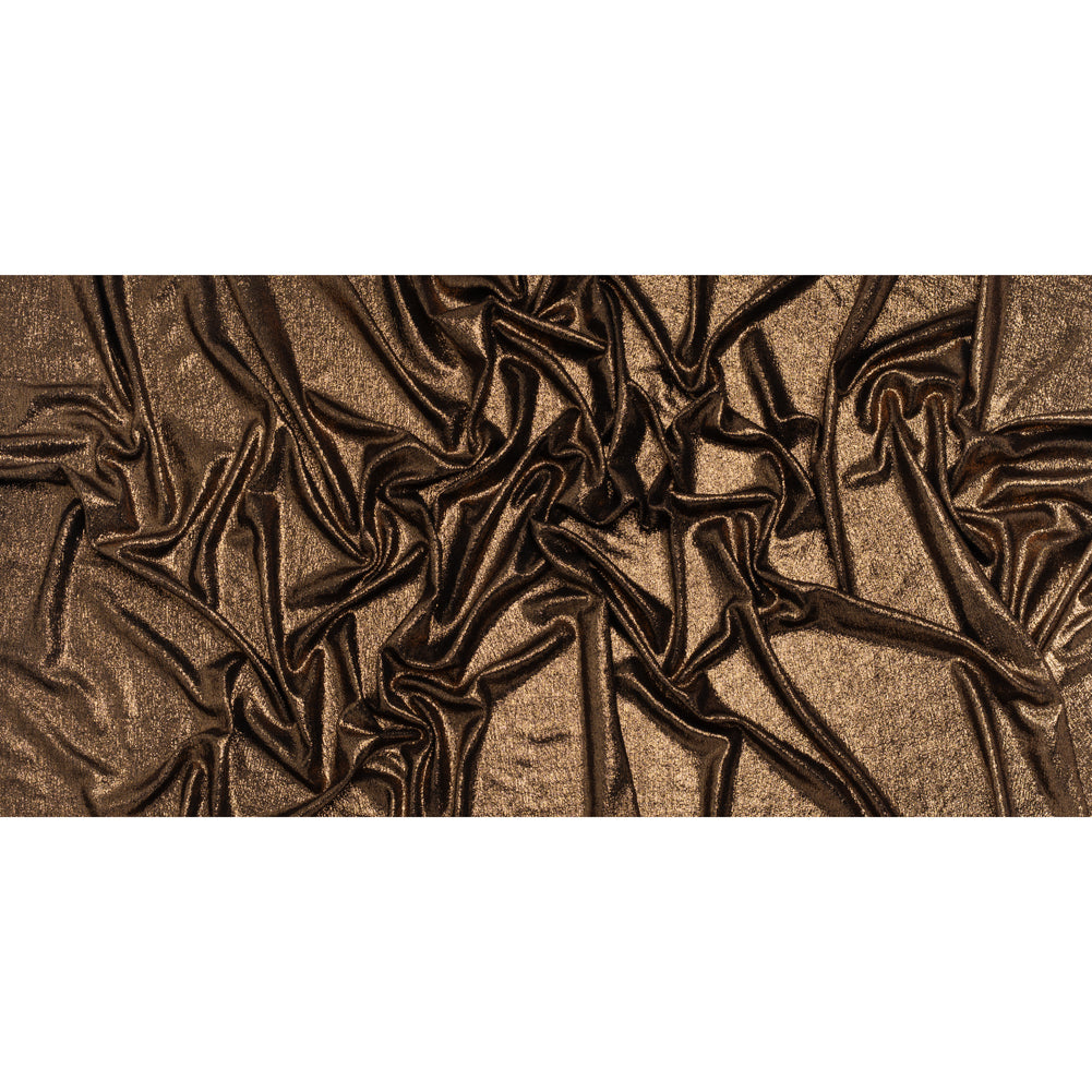 Metallic Foiled Uneven Stretch Rib Knit - Rose Gold on Black - Estelle Collection Full