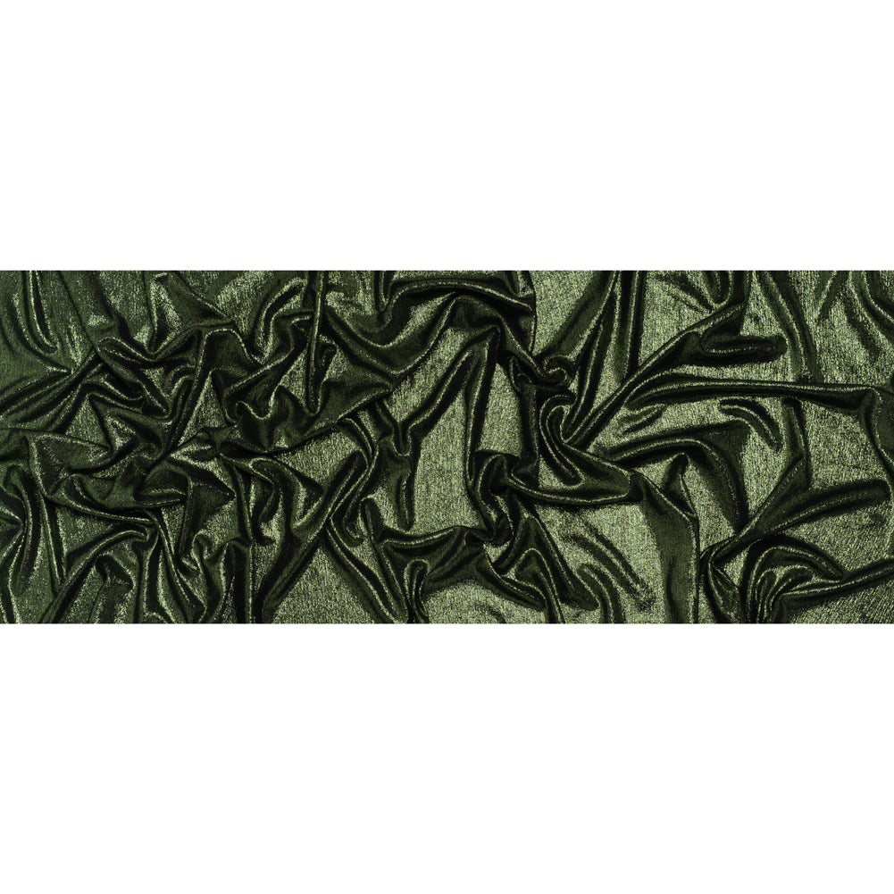 Metallic Foiled Uneven Stretch Rib Knit - Green on Black - Estelle Collection - Full