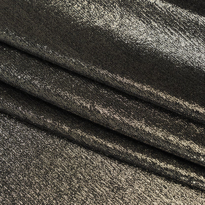 Metallic Foiled Uneven Stretch Rib Knit - Light Gold on Black - Estelle Collection