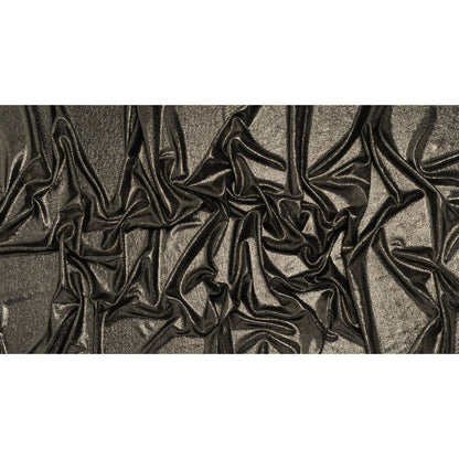 Metallic Foiled Uneven Stretch Rib Knit - Light Gold on Black - Estelle Collection