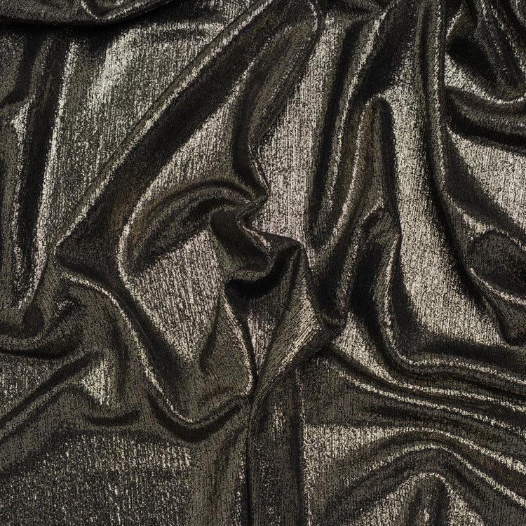 template--25130090922057__main-Metallic Foiled Uneven Stretch Rib Knit - Light Gold on Black - Estelle Collection