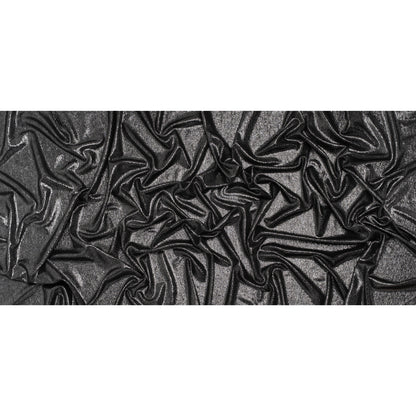 Metallic Foiled Uneven Stretch Rib Knit - Silver on Black - Estelle Collection Full