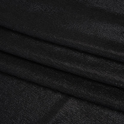 Metallic Foiled Uneven Stretch Rib Knit - Black on Black - Estelle Collection Folded