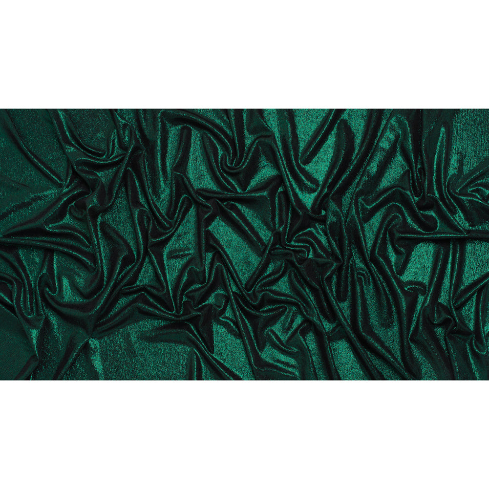 Metallic Foiled Uneven Stretch Rib Knit - Teal on Black - Estelle Collection