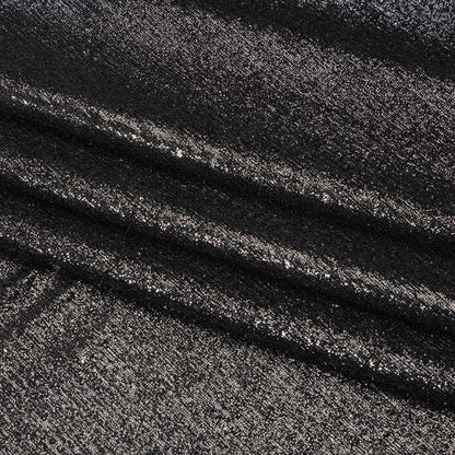 Metallic Foiled Uneven Stretch Rib Knit - Charcoal on Black - Estelle Collection