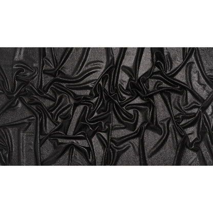 Metallic Foiled Uneven Stretch Rib Knit - Charcoal on Black - Estelle Collection