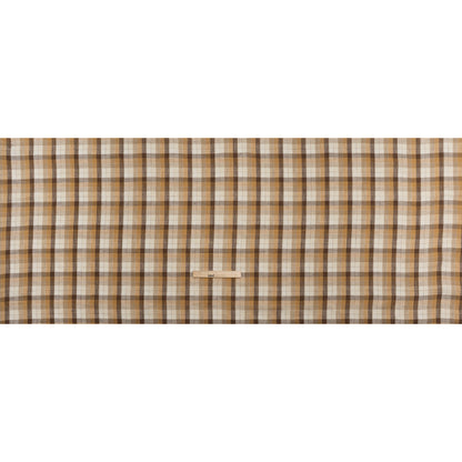 Medium Weight Linen Woven - Beige, Brown and Cream Plaid