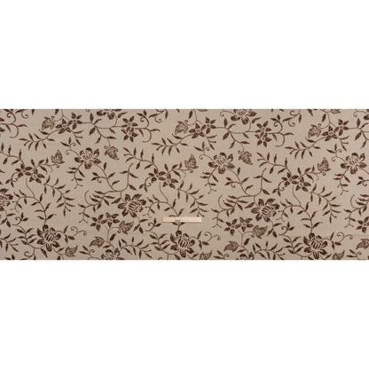 Medium Weight Linen Woven Print - Oatmeal and Brown Floral