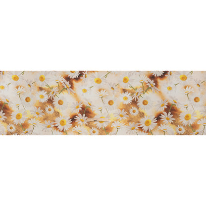 Medium Weight Linen Woven Print - Sun Yellow and White Daisies