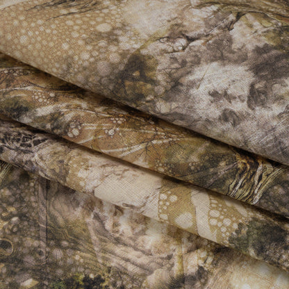 Medium Weight Linen Woven Print - Sand Beige and Green Giant Trees