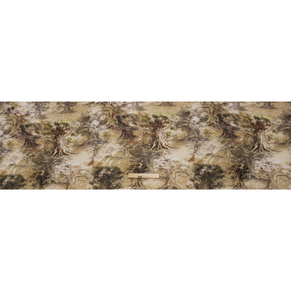 Medium Weight Linen Woven Print - Sand Beige and Green Giant Trees - Full - Image 5 of 6