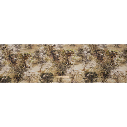 Medium Weight Linen Woven Print - Sand Beige and Green Giant Trees