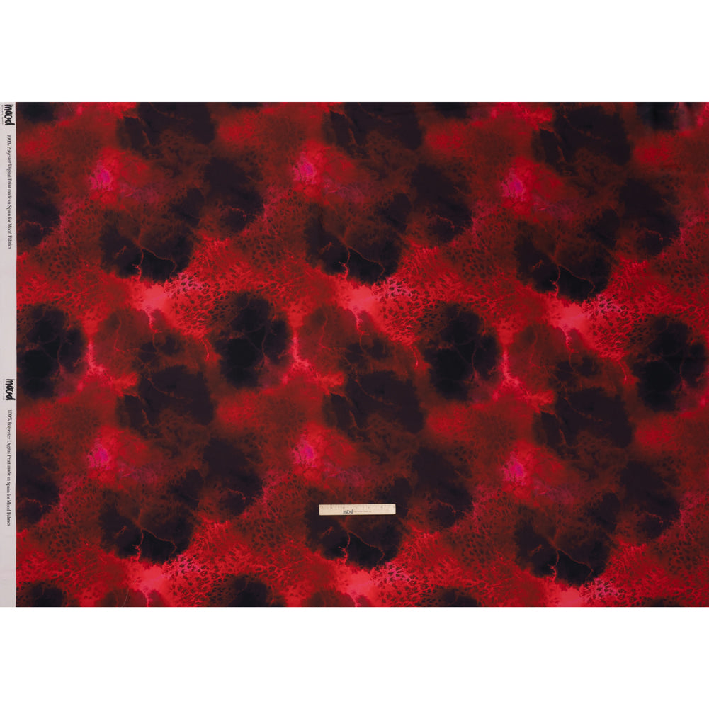 Polyester Satin - Red, Pink and Black Spotted Abstract - Mood Exclusive Nebula Storm Print Full