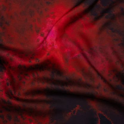 Polyester Satin - Red, Pink and Black Spotted Abstract - Mood Exclusive Nebula Storm Print