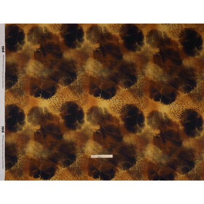 Polyester Satin - Yellow, Russet, and Black Spotted Abstract - Mood Exclusive Nebula Storm Print