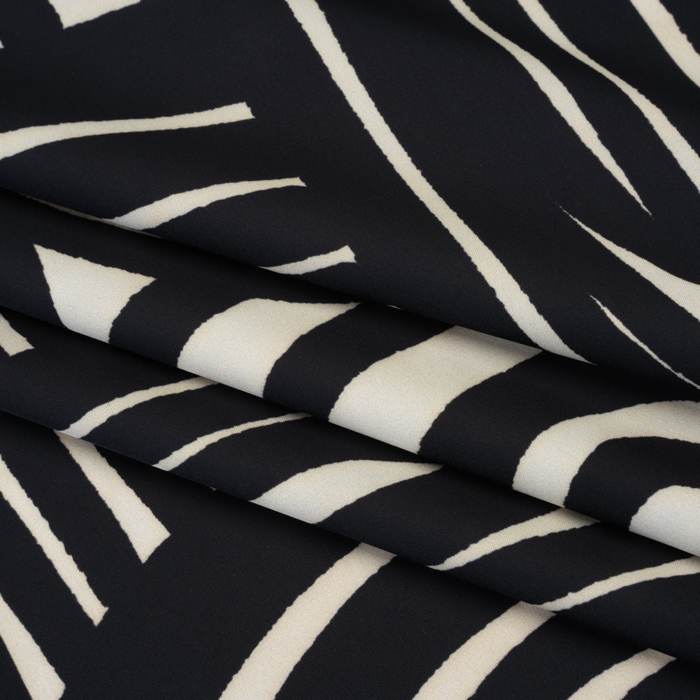 Polyester Satin - Black and Pale Beige Abstract Lines and Loops - Mood Exclusive Architect’s Easel Print