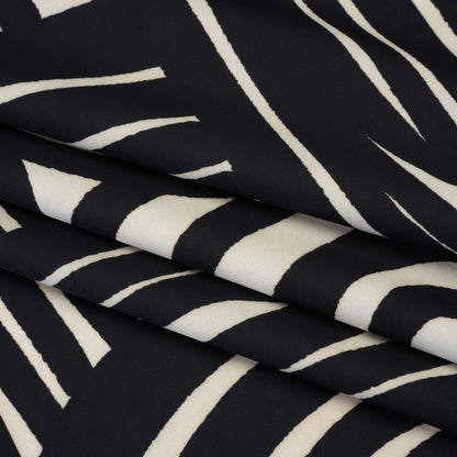 Polyester Satin - Black and Pale Beige Abstract Lines and Loops - Mood Exclusive Architect’s Easel Print