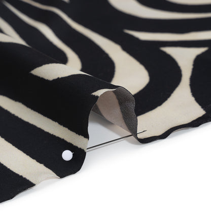 Polyester Satin - Black and Pale Beige Abstract Lines and Loops - Mood Exclusive Architect’s Easel Print