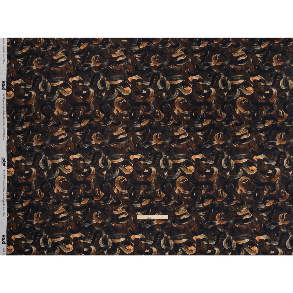 Polyester Satin - Brown, Black and Burnt Orange Painted Ribbons - Mood Exclusive Ruststroke Wrap Print Full