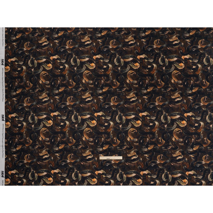Polyester Satin - Brown, Black and Burnt Orange Painted Ribbons - Mood Exclusive Ruststroke Wrap Print Full