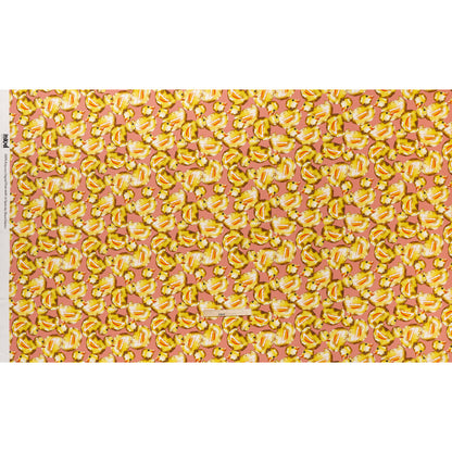 Polyester Satin - Yellow and Rose Pink Small Rubber Ducky Balloons - Mood Exclusive Puffed Pond Print Full