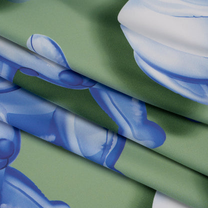 Polyester Satin - Blue and Green Inflatable Dogs - Mood Exclusive Pup Pop Print