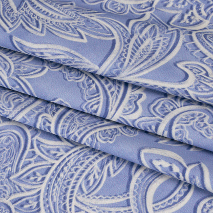 Polyester Satin - Blue and Cream Paisley - Mood Exclusive Spice Scroll Print Folded