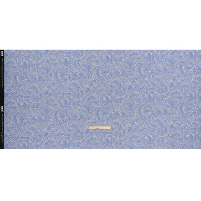 Polyester Satin - Blue and Cream Paisley - Mood Exclusive Spice Scroll Print Full