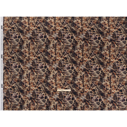 Polyester Satin - Black, Russet and Beige Abstract Animal-Like Spots - Mood Exclusive Savanna Blur Print