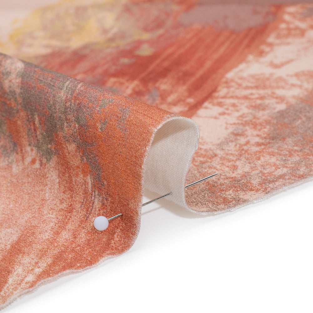 Brushed Cotton Woven - Pink, Taupe and Rose Painterly Abstract - Mood Exclusive Rosewash Strokes Print Detail