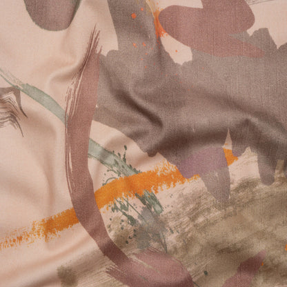 Brushed Cotton Woven - Pink, Taupe and Rose Painterly Abstract - Mood Exclusive Rosewash Strokes Print