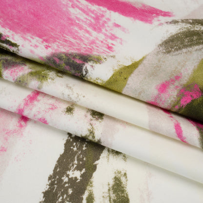 Brushed Cotton Woven - Pink, Olive Green and Cream Big Abstract Brushstrokes - Mood Exclusive Palette Play Print
